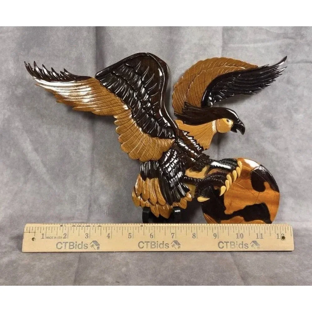 Landing Eagle Intarsia wood wall hanging hand crafted home decor‎ 13